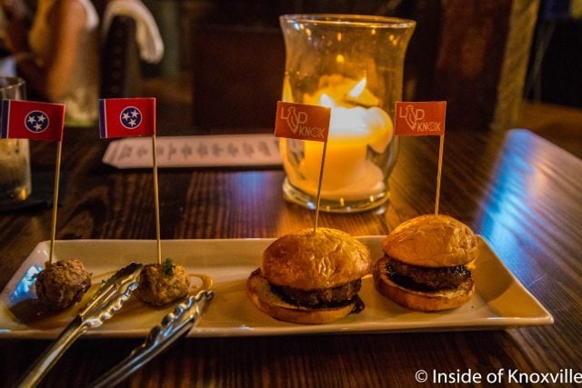 Elk Sliders and Pheasant Meatballs, Check insideofknoxville.com for a taste of the food.