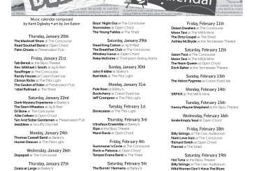 BLANK’s Knoxville Music Calendar – Jan 20th-Feb 19th