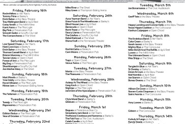 Blank’s Knoxville Music Calendar • Feb 16th – March 16th