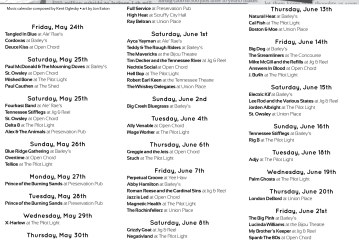 Knoxville Music Calendar • May 24th – June 22nd