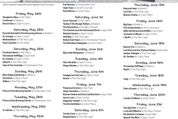 Knoxville Music Calendar • May 24th – June 22nd