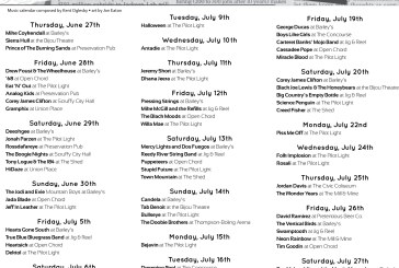 Blank’s Knoxville Music Calendar • June 27th – July 27th