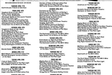BLANK’s Knoxville Music Calendar: April 17-May 17