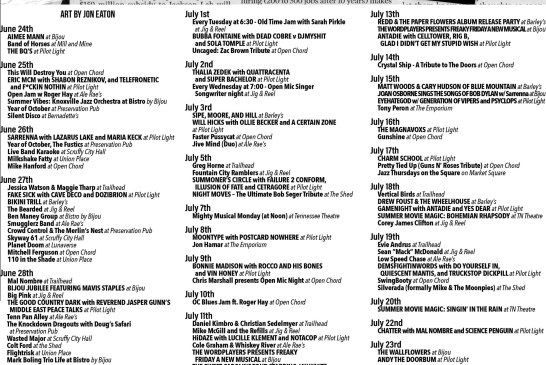 Blank Music Calendar • June 24th – July 26th