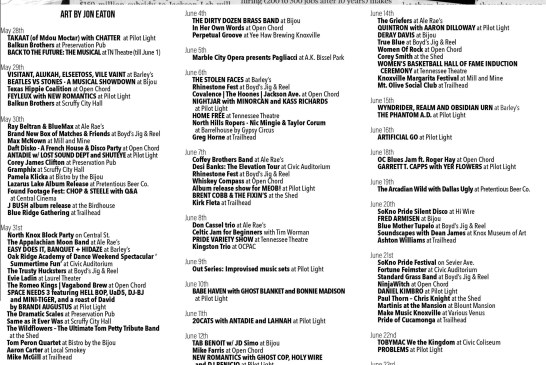 Knoxville Music Calendar • May 28th – June 26th