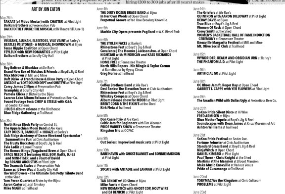 Knoxville Music Calendar • May 28th – June 26th
