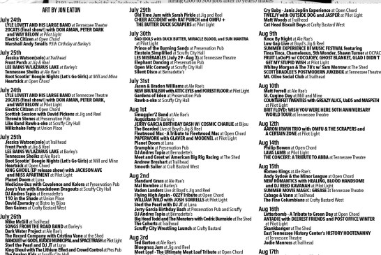 Blank’s Knoxville Music Calendar • July 24th – Aug 24th