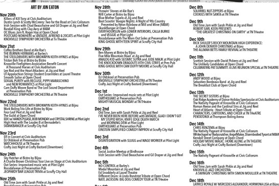 BLANK’s Knoxville Music Calendar Nov. 20-Dec. 20