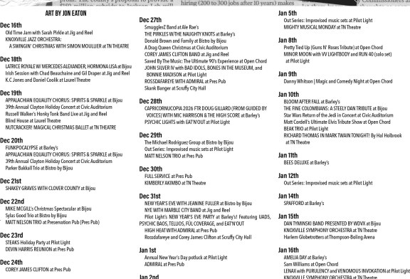 Blank’s Knoxville Music Calendar Dec 16th – Jan 18th