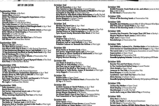 Blank’s Knoxville Music Calendar • September 25th – October 21st